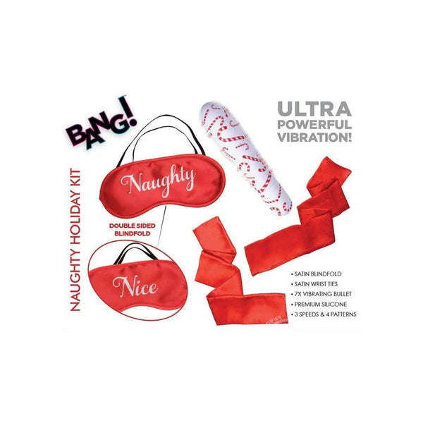 BG Naughty Holiday Kit – Wrist Ties, XL, Bullet & Blindfold