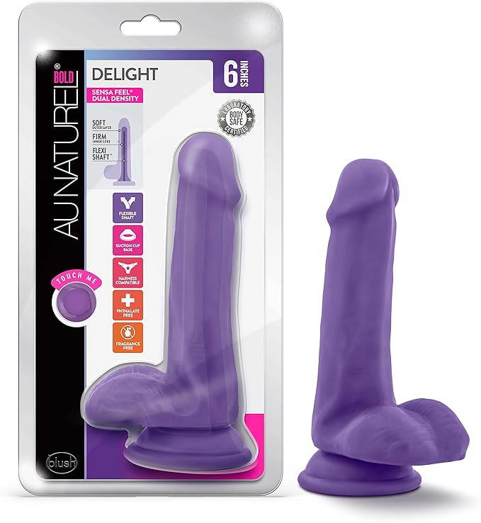 Au Naturel – Bold – Delight – 6 Inch Dildo –PURPLE