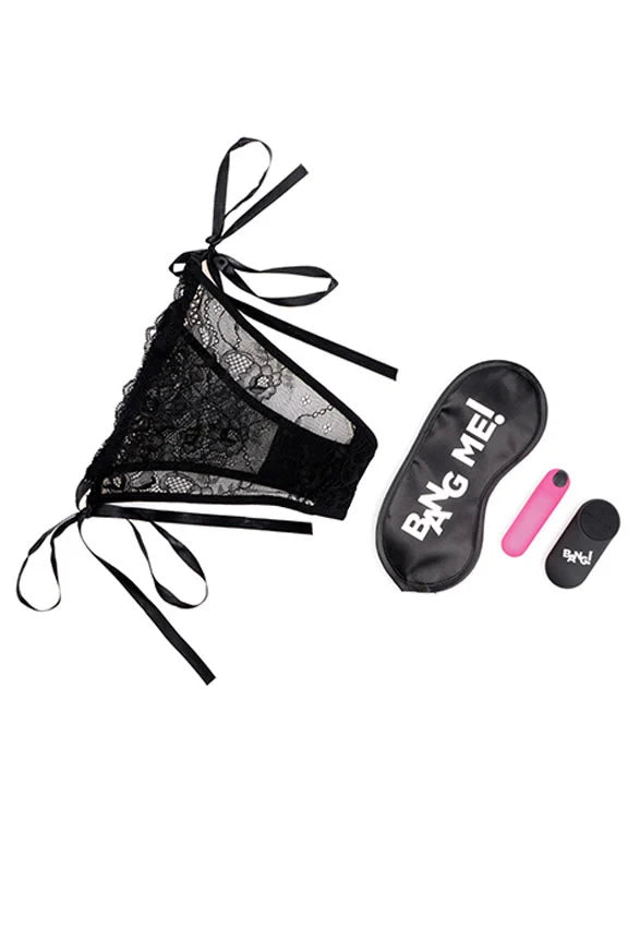 BG Power Panty Lace Panties, Bullet, & Blindfold Kit – Pink