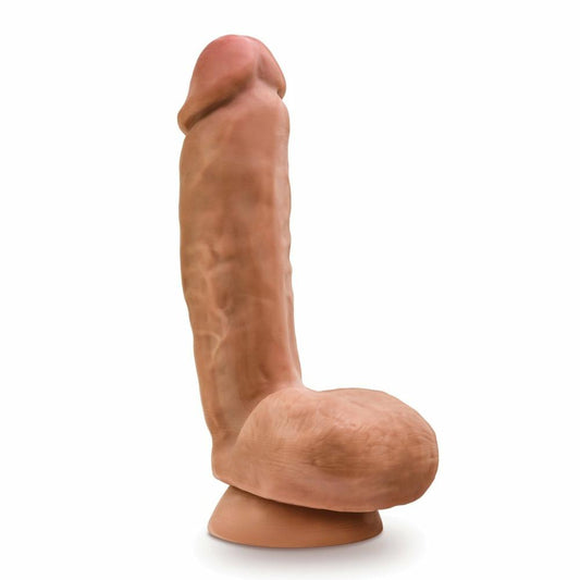 BL-36427 DR. SKIN GLIDE – 7 INCH SELF LUBRICATING DILDO WITH BALLS – MOCHA