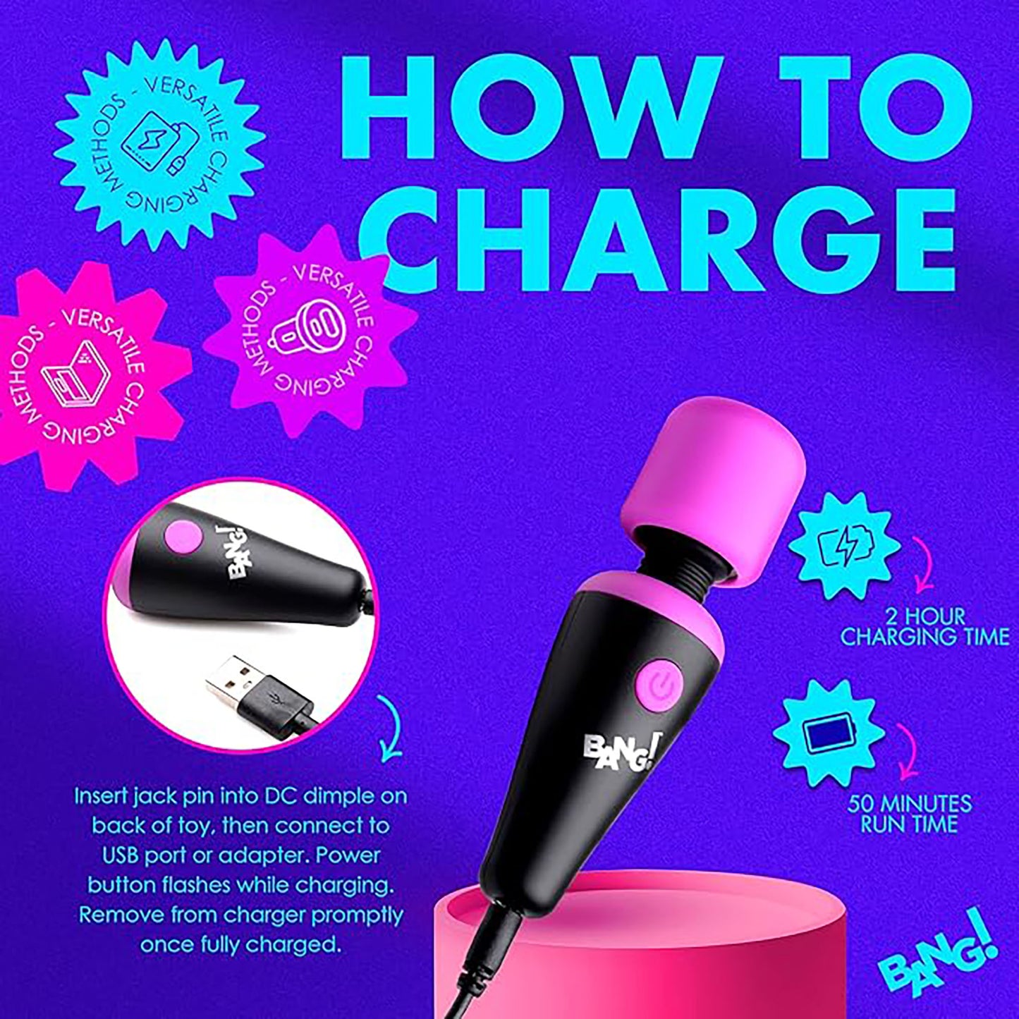 AG786-Purple BG 10x Vibrating  Mini Silicone Wand Purple