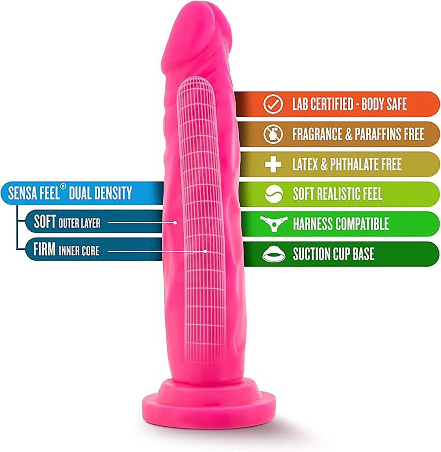 BL-29110 Neo -7.5 Inch Dual Density Cock - Neon Pink