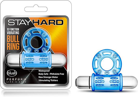 BL-31902 Stay Hard rechargeable 5 Function Cock Ring Blue