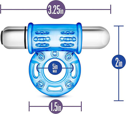 BL-31902 Stay Hard rechargeable 5 Function Cock Ring Blue