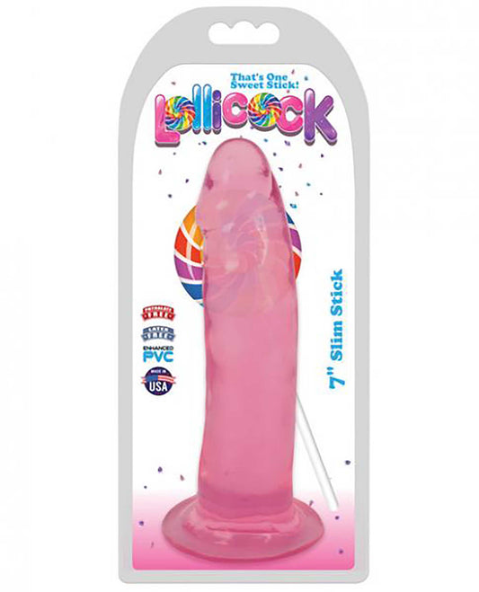 CN-14-0504-33 LOLLICOCK 7 INCH SLIM STICK CHERRY ICE DILDO