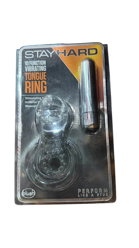 .  BL-66912Stay Hard - 10 Function Vibrating Tongue Ring - Clear